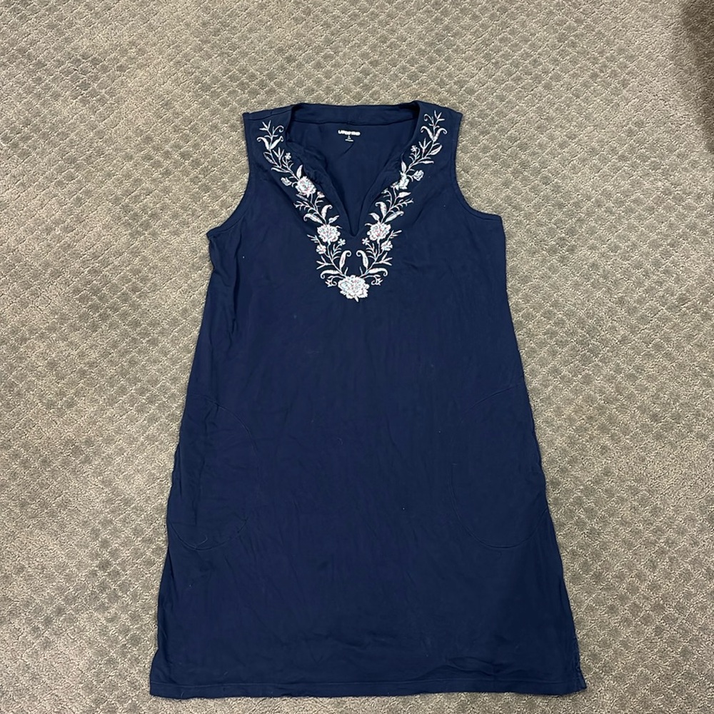 lands end navy sleeveless dress